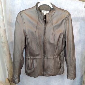 Coldwater Creek brown/metallic bronze real leather jacket/coat Sm